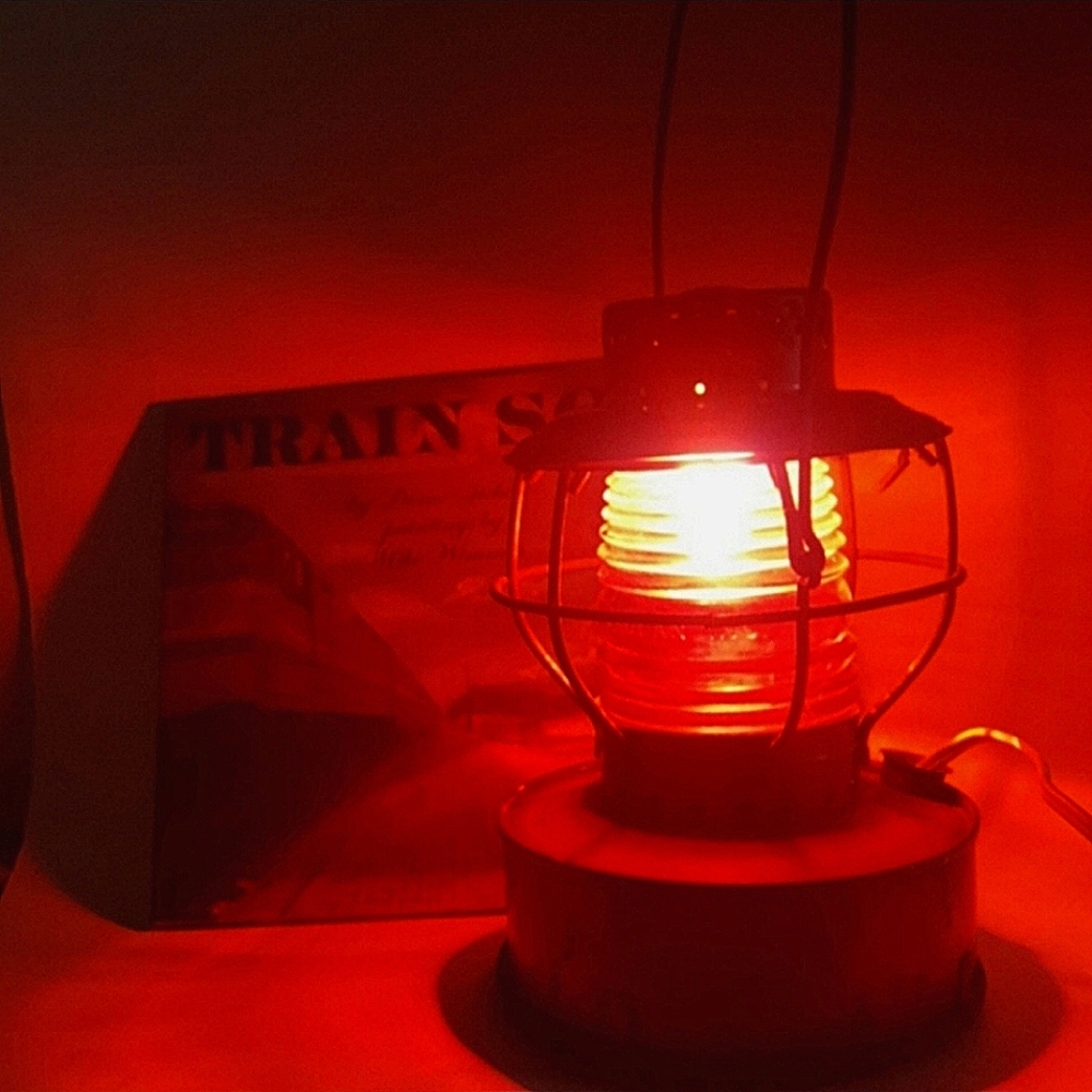 Lantern Railroad Red Electric Vintage Metal Handlan Halloween